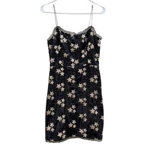 NEW The East Order Zafron Mini Dress Black Sequin Gold Sequin Stars Party Small